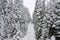 Chair ski lift and snow landscape. Bulgaria