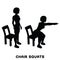 Chair squats. Squat. Sport exersice. Silhouettes of woman doing exercise. Workout, training