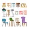 Chair vector comfortable furniture stool bar-chair and modern bar seat design in furnished bistro cafe interior