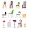 Chair vector comfortable seat in interior style modern office-chair and armchair design illustration set of camp-chair