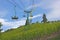 Chairlift above vineyard