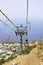 Chairlift to Monte Solaro, view of the high chairs with tourists, Capri Island, Italy