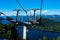 Chairlift tower with Nahuel Huapi Lake in the background. Taken from Mount Campanario