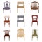 Chairs and Armchairs Silhouette Set. Modern and Ancient Furniture collection