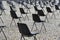 Chairs arranged widely from each  in the city center of Locarno.