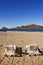 Chairs on the Beach Face Deer Island in Mazatlan Mexico