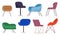 Chairs collection, comfortable seat, armchairs, cozy furniture for home or office, place for relax