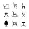 Chairs glyph icons Set