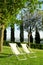 Chairs on a hill in Tuscany