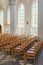 Chairs in the light church interior