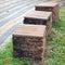 Chairs made â€‹â€‹of bricks in the park