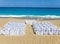 Chairs and tables waiting Wedding on beach.