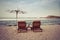 Chairs & Umbrella on a Beautiful Beach in Mexico