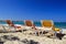 Chaise-longues on beach , Cabarete