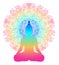 Chakra concept. Inner love, light and peace. Buddha silhouette
