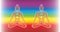 Chakras Couple Meditation Rainbow Background