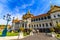 Chakri Throne Hall at an oblique angle .