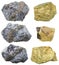 Chalcopyrite stones and crystals on galena rocks