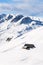 Chalet in Alps covered with snow