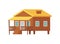 Chalet or country wooden house, flat cartoon vector illustration isolated.
