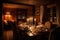 chalet dining room, with cozy atmosphere and candlelight for special occasion