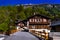 Chalet and hotels in swiss village in Alps, Leukerbad, Leuk, Vis