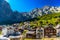 Chalet and hotels in swiss village in Alps, Leukerbad, Leuk, Vis