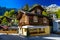 Chalet and hotels in swiss village in Alps, Leukerbad, Leuk, Vis