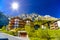 Chalet and hotels in swiss village in Alps, Leukerbad, Leuk, Vis