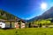 Chalet and hotels in swiss village in Alps, Leukerbad, Leuk, Vis