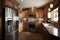 chalet kitchen, with classic wooden cabinets and stainless steel appliances