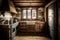 chalet kitchen with traditional wooden cupboards and vintage appliances