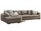 Chalet modular brown leather upholstery sofa with pillows and plaid. 3d render