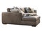 Chalet modular brown leather upholstery sofa with pillows and plaid. 3d render