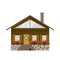 Chalet. Swiss cottage. Alpine house. Flat, cartoon, vector