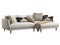 Chalet white fabric upholstery sofa with chaise lounge. 3d render