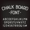 Chalk Board alphabet font. Hand drawn uppercase retro letters, numbers and symbols.
