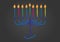 Chalk board Hanukkah Illustration,Hand drawn menora and candles
