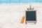 Chalk board sunscreen cream beach tropic exotic