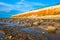 Chalk and brownstone cliffs on the beach in Hunstanton, Norfolk