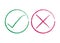 Chalk Checkmark and X or Confirm and Deny Icon