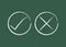 Chalk Checkmark and X or Confirm and Deny Icon