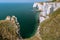 Chalk cliffs of Etretat with the natural arch called Manneporte