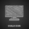 Chalk Computer monitor screen icon isolated on black background. Electronic device. Front view. Vector