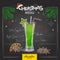 Chalk drawing christmas menu design. Cocktail absinthe