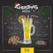 Chalk drawing christmas menu design. Cocktail grog