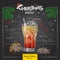 Chalk drawing christmas menu design. Cocktail long island ice te