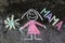 Chalk drawing: Cute mother portrait and word MAMA