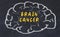 Chalk drawing of human brain with inscription brain cancer