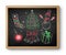 Chalk drawn christmas set on blackboard